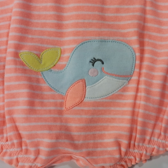 Carter's Newborn coral and white stripped (Whale) - Picture 5 of 5